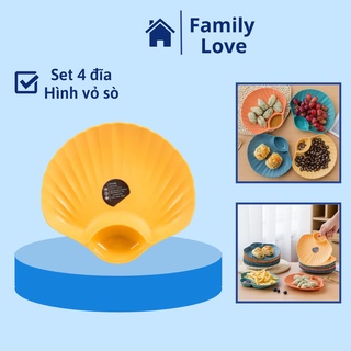 Set 4 đĩa nhựa hình vỏ sò decor cao cấp chịu nhiệt