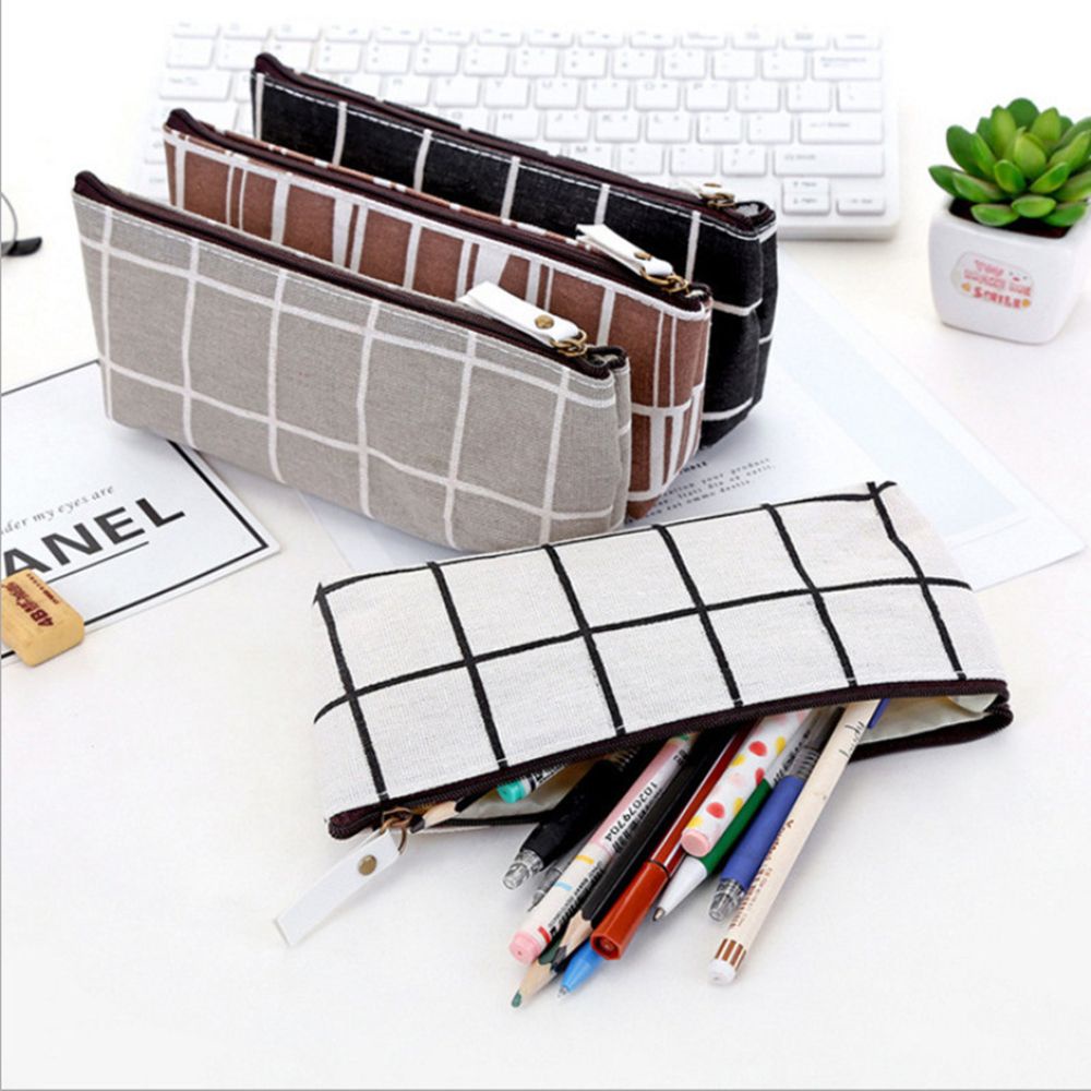 Túi Đựng Bút Bằng Vải Canvas Màu Sắc Đơn Giản