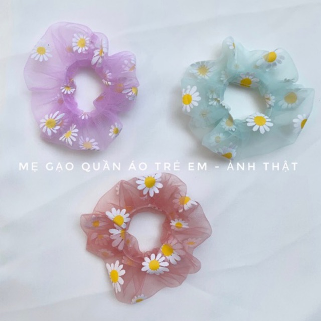 Hàng tặng - Dây dây buộc tóc vải Scrunchies hoa cúc hàn quốc - Cột Tóc Vải Cho Nữ - Mẹ Gạo Quần Áo Trẻ Em