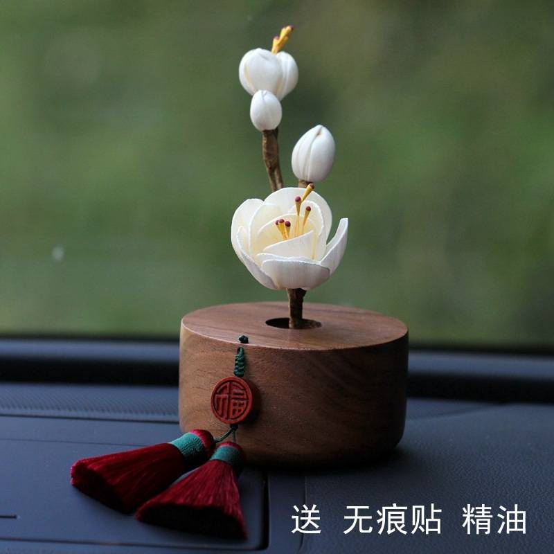 Chậu Hoa Trang Trí Taplo Ô Tô, Nước Hoa Ô Tô Cao Cấp Làm Từ Gỗ Hồ Đào