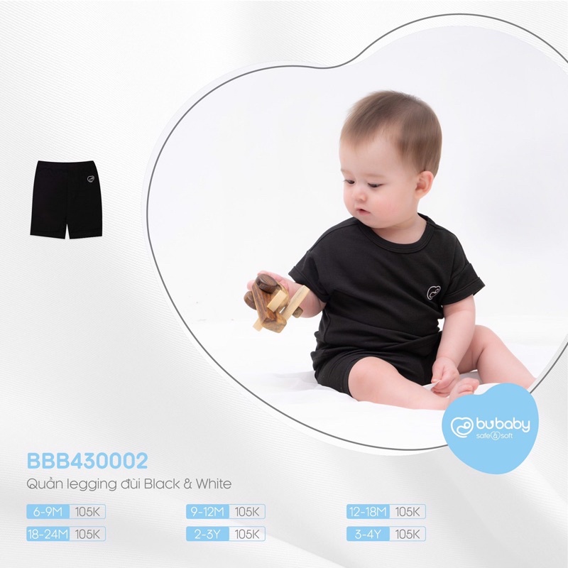 Bộ quần áo cộc tay Black and white Bu Baby cho bé trai bé gái chính hãng cao cấp
