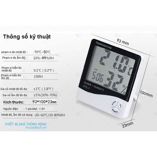 Nhiệt kế đo nhiệt độ , độ ẩm không khí trong phòng HTC