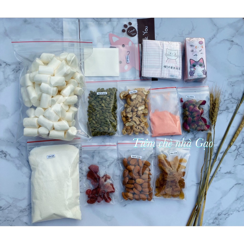 Set Nguyên liệu làm kẹo Nougat/ kẹo Hạnh Phúc - Tặng Kèm túi đựng kẹo