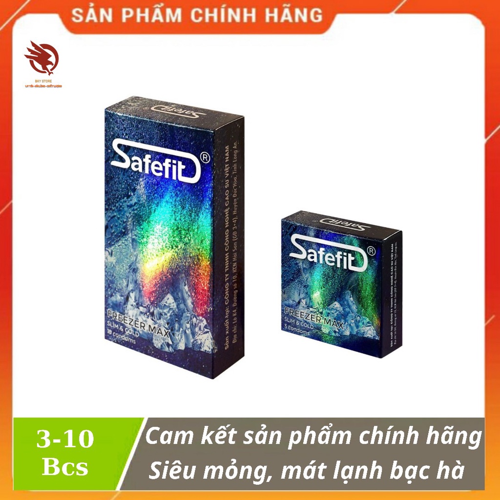 [ CHÍNH HÃNG ] Bao cao su Safefit FreezerMax, Siêu mỏng, mát lạnh bạc hà - Hộp 3 - 10 cái