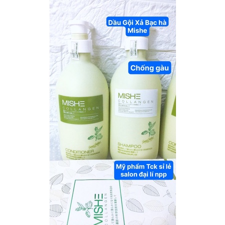 [Hàng Chính Hãng]Dầu Gội Xả Mishe Collagen Bạc hà 800mlx2