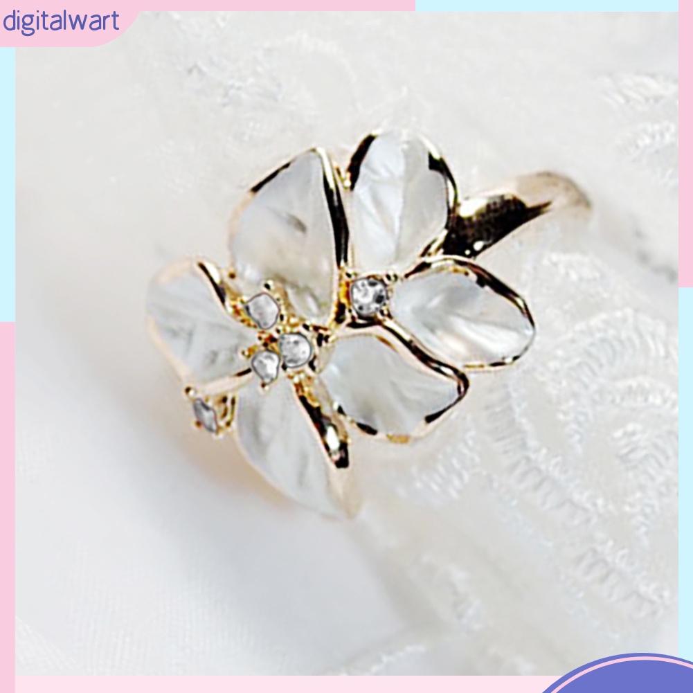 Nhẫn hợp kim hình hoa đính đá xinh xắn