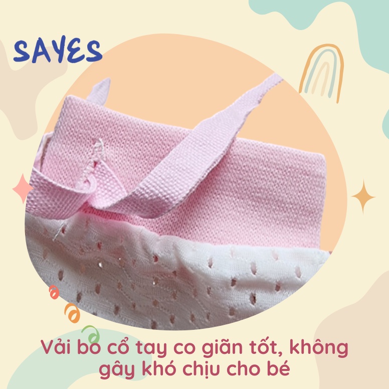 Bao tay cho bé 3-12 tháng, vải cotton đục lỗ thoáng khí, có dây rút, thấm hút tốt, màu pastel nhẹ nhàng