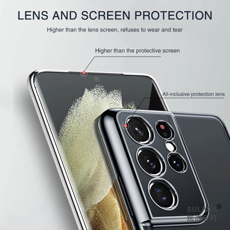 Ốp điện thoại silicon mềm trong suốt mạ viền sang trọng thích hợp cho SamSung Galaxy Note 20 10 S21 S20 Ultra Plus