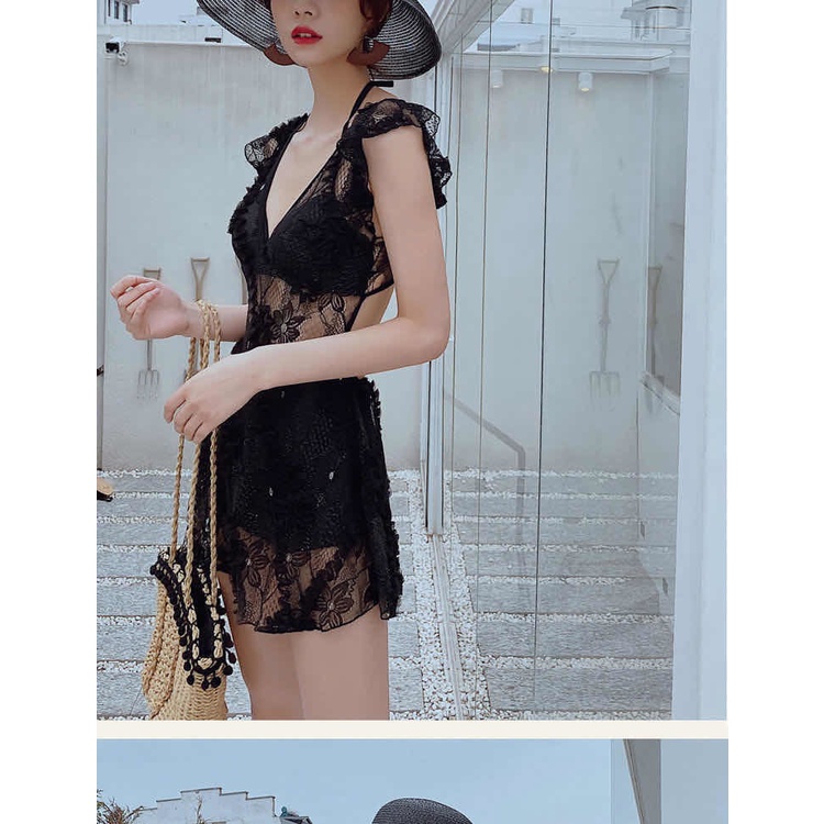 Bộ Đồ Bơi Một Mảnh Phối Ren Phong Cách Pháp Quyến Rũ Cho Nữ