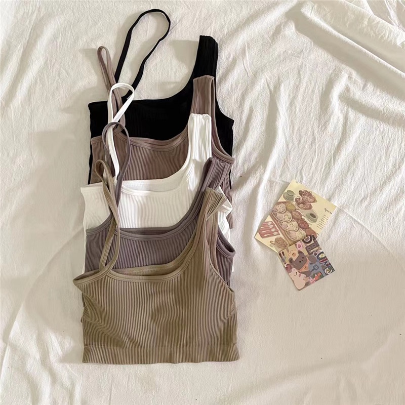 Áo croptop hai dây SUXI chất liệu cotton có đệm ngực thời trang mùa hè