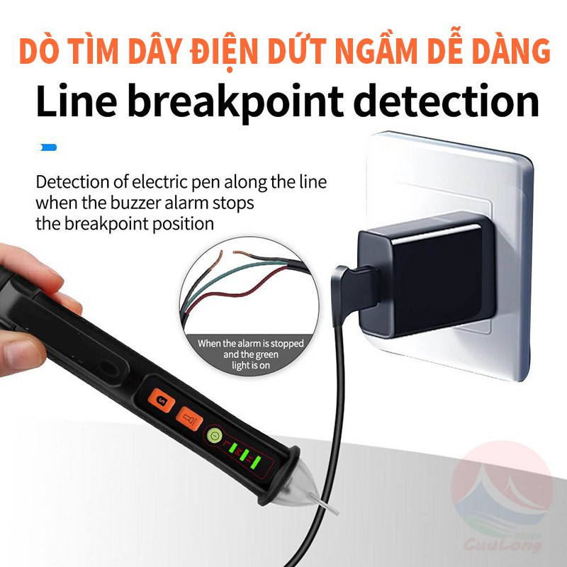 Bút Thử Điện Thông Minh, Cảm Biến Không Tiếp Xúc, Có Đèn Pin, Tự Ngắt Khi Không Sử Dụng, bút dò điện cảm ứng đứt ngầm