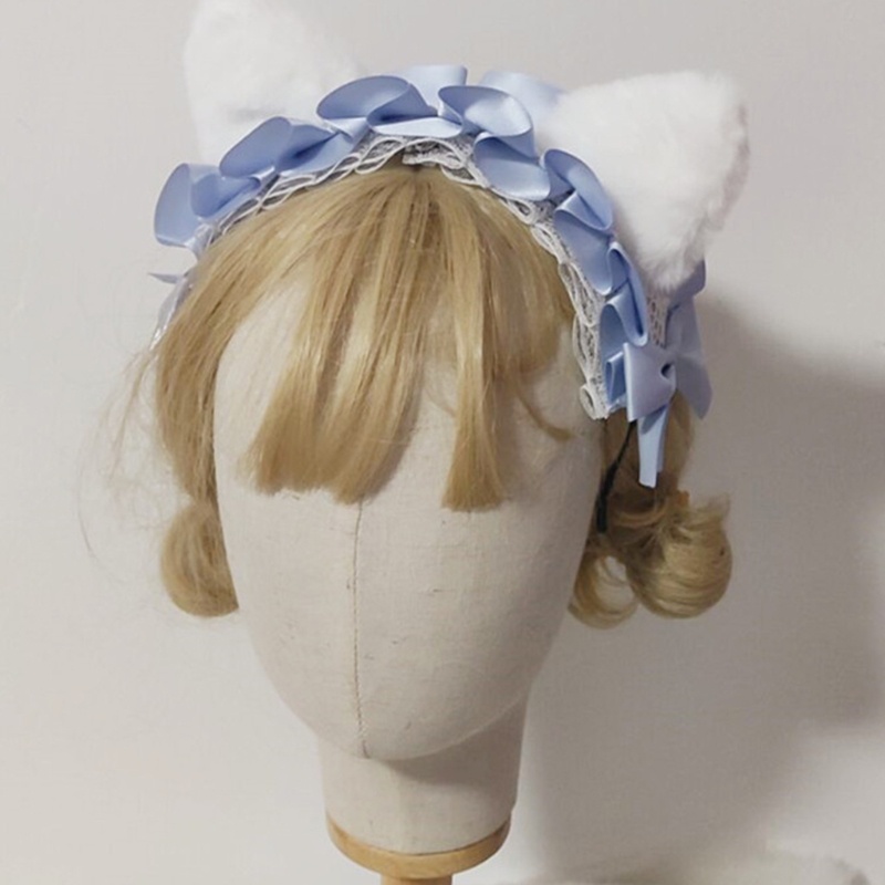 Băng Đô Nơ Tai Mèo Phối Ren Phong Cách Lolita Đáng Yêu