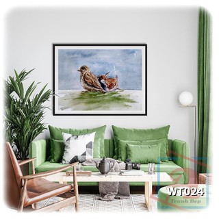 Tranh canvas phong cách màu nước - Vợ chồng - WT024