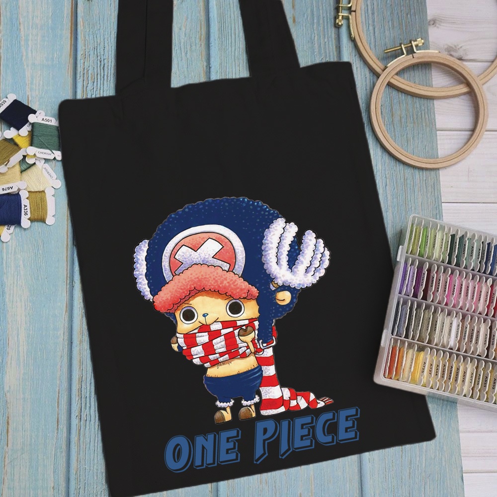 Túi vải, túi Tote (màu đen) ONE PIECE - Mẫu 1 vải canvas dày đẹp cho nữ có khóa miệng đi học đi chơi.