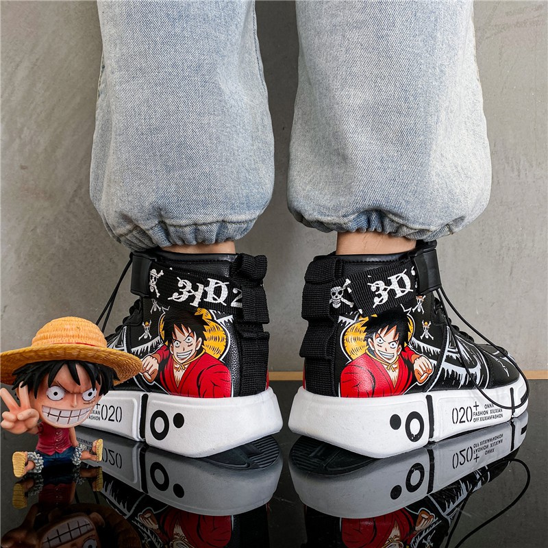 Giày Sneakers Sepatu Thiết Kế Mới In Hình Anime One Piece Luffy