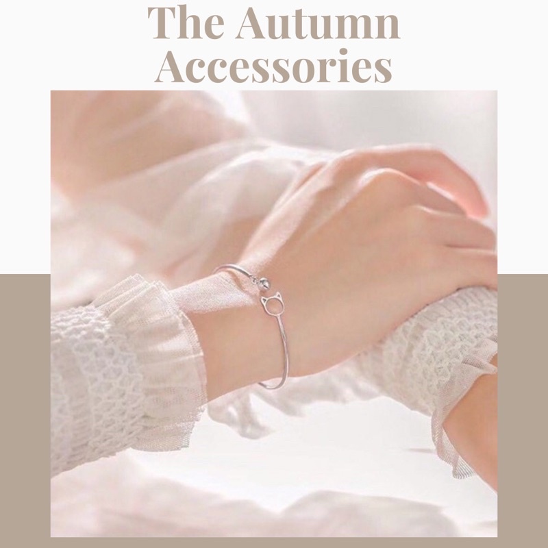 Lắc tay hình mèo mạ bạc s925 The Autumn Accessories - VT09