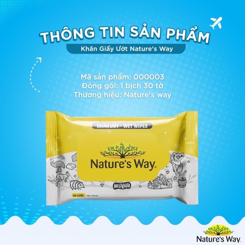 Khăn Giấy Ướt Nature's Way Cao Cấp Không Mùi, An Toàn Cho Da Của Bé