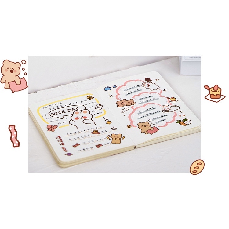 Set 6 tấm Stickers Gấu Thỏ cute chống thấm nước