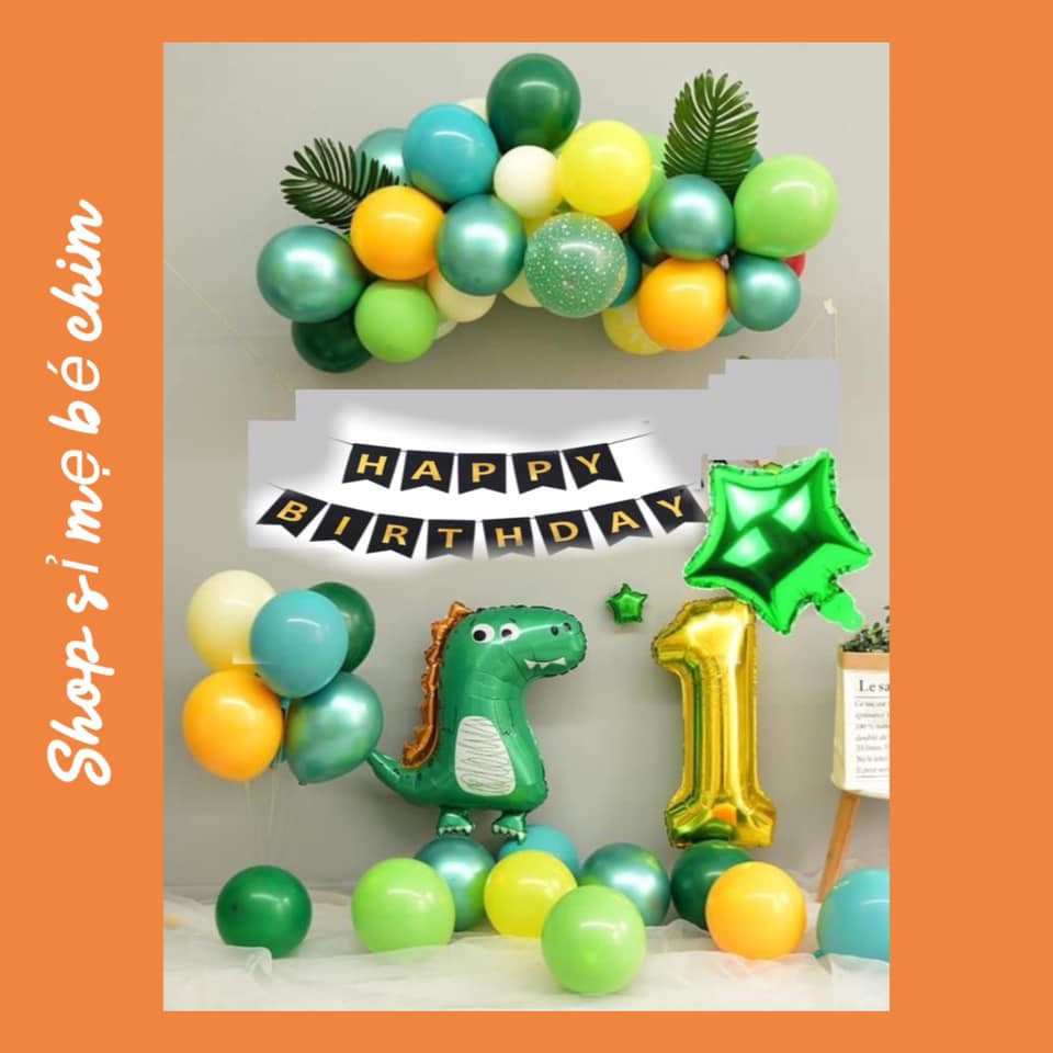 Set bóng sinh nhật khủng long BK-0112 ĐỦ PHỤ KIỆN - shop mẹ bé chim