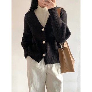 áo khoác len taobao nâu - đen