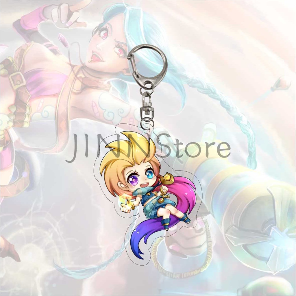 Móc khóa acrylic hình nhân vật game LOL Arcane Jinx Talon Zed Poppy phong cách Hàn Quốc cho nam và nữ