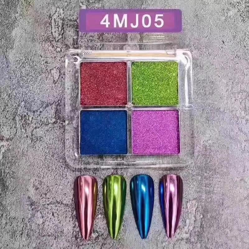 Bột nén tráng gương set 4 màu trang trí nail