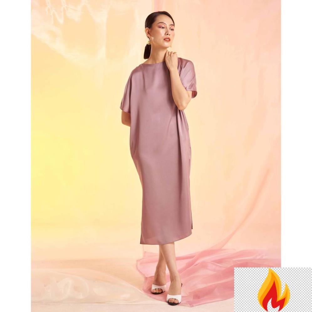 Đầm lụa cổ thuyền xẻ tà Mauve Signature dress 12 màu sắc -KLH8a