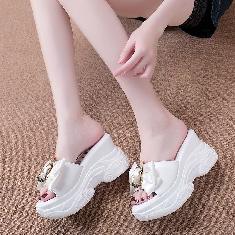 Dép đế xuồng Dép Sandal Đế Dày Đính Nơ Thời Trang Mùa Hè 2022 Cho Nữ