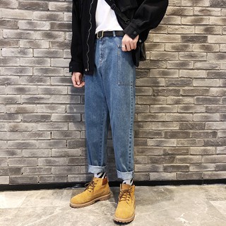Quần Jeans ống rộng săn lai
