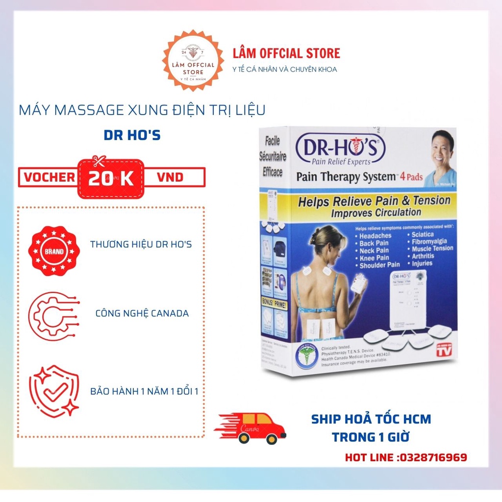 Máy massage, máy massage xung điện trị liệu DR HO'S loại mới nhất 4 miếng dán