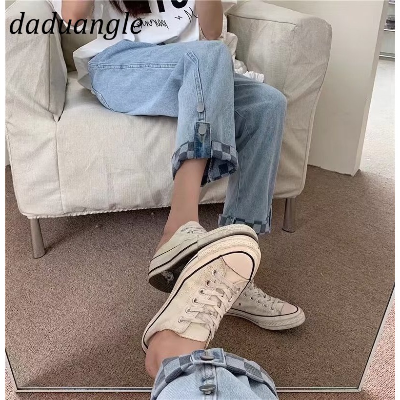 Quần jean Daduhey 9 tấc lưng cao phong cách thời trang thường ngày Hàn Quốc xinh xắn cho nữ