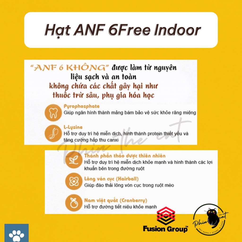 2kg - Hạt ANF 6Free Indoor cho mèo con và mèo trưởng thành – 10 gói 200gr | phinthecat