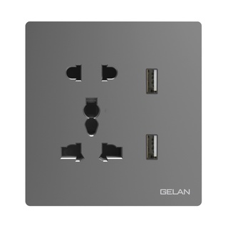 [Series E6] Bộ ổ sạc USB 2 cổng 2.1A + Bộ ổ cắm đôi 5 chấu đa năng GELAN