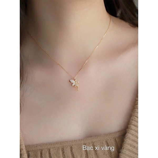 Dây chuyền bạc nữ,vòng cổ bạc nàng tiên Tinker bel, xinh xắn -Bạc Ngọc Anh