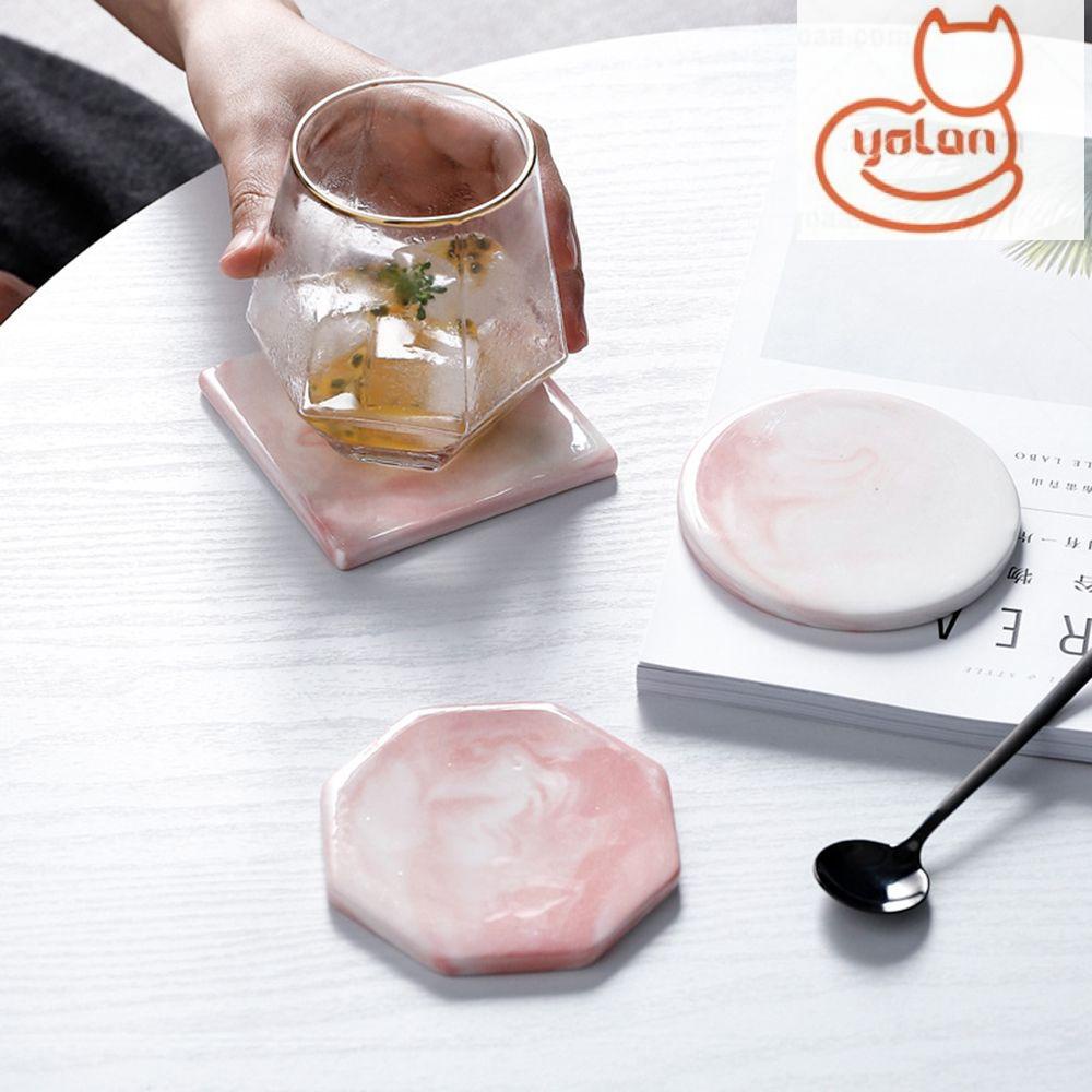 Miếng Lót Ly Uống Trà Cách Nhiệt Chống Trượt Họa Tiết Đá Cẩm Thạch Sáng Tạo