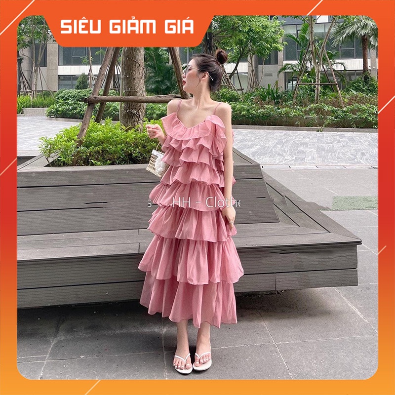 Váy Tơ Tầng 2 Dây Dáng Maxi Hàng Quảng Châu V1083-Teen 888