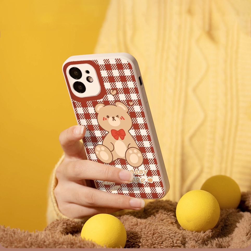 Ốp Iphone Sọc Caro hot trend I need bear vuông ốp lưng iphone 13 pro max  11 promax 12 pro max 6plus 7 plus 8 x xr xsmax