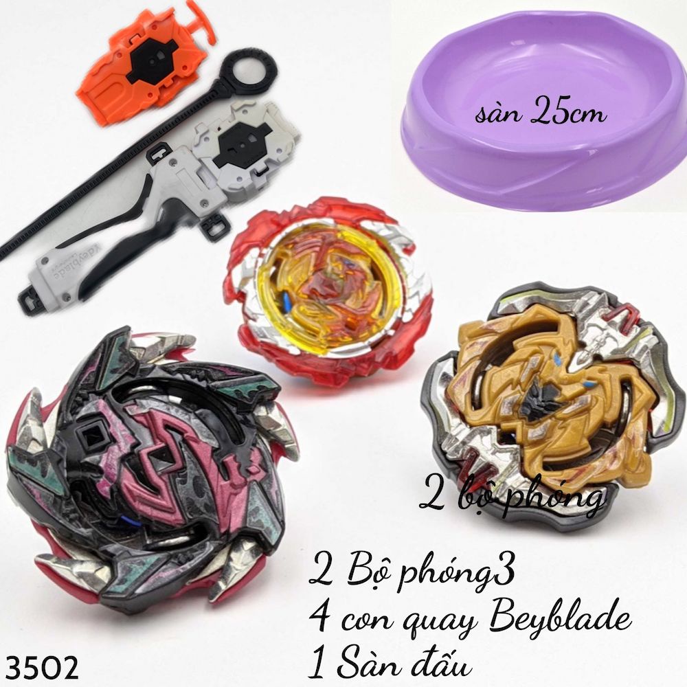 Bộ 4 Con quay BeyBlade + 2 Tay cầm - Con quay vòng xoay thần tốc