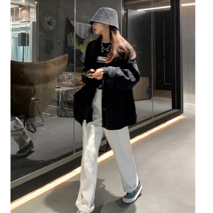 Áo Nỉ Dài Tay Cổ Chữ V Thời Trang Hàn Quốc Dành Cho Nữ