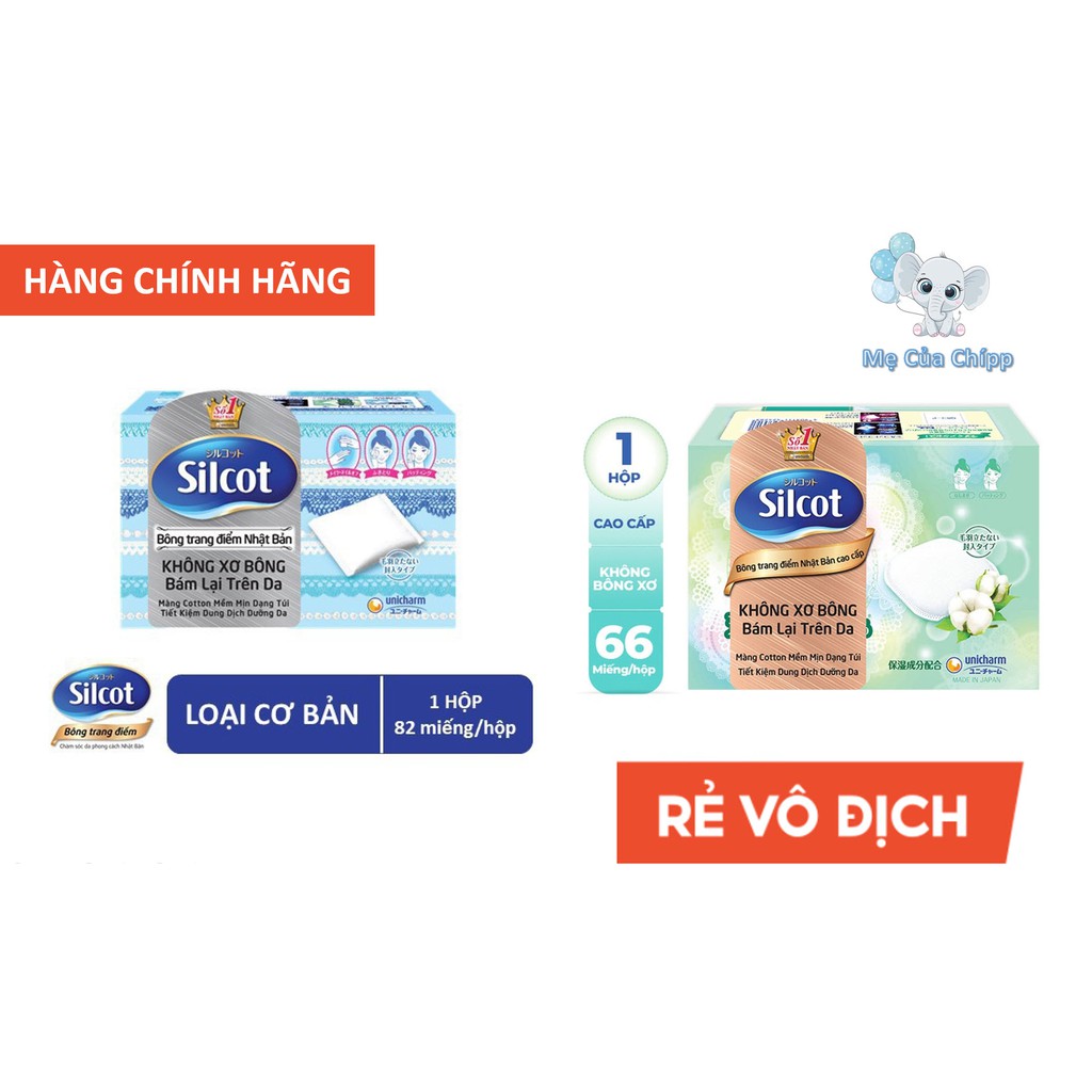 Bông tẩy trang Silcot Premium 66 miếng/hộp và 82 miếng/hộp Silcot miếng đôi 40 miếng/hộp [Chính hãng] [Giá Rẻ vô địch]