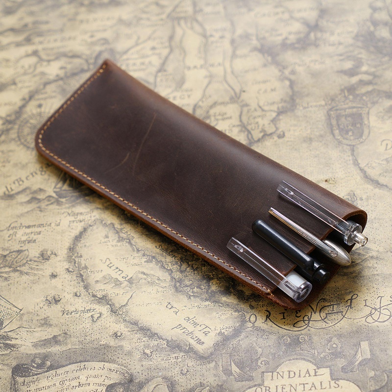 Túi Đựng Bút Bằng Da Mềm Màu Trơn Đa Năng Tiện Dụng