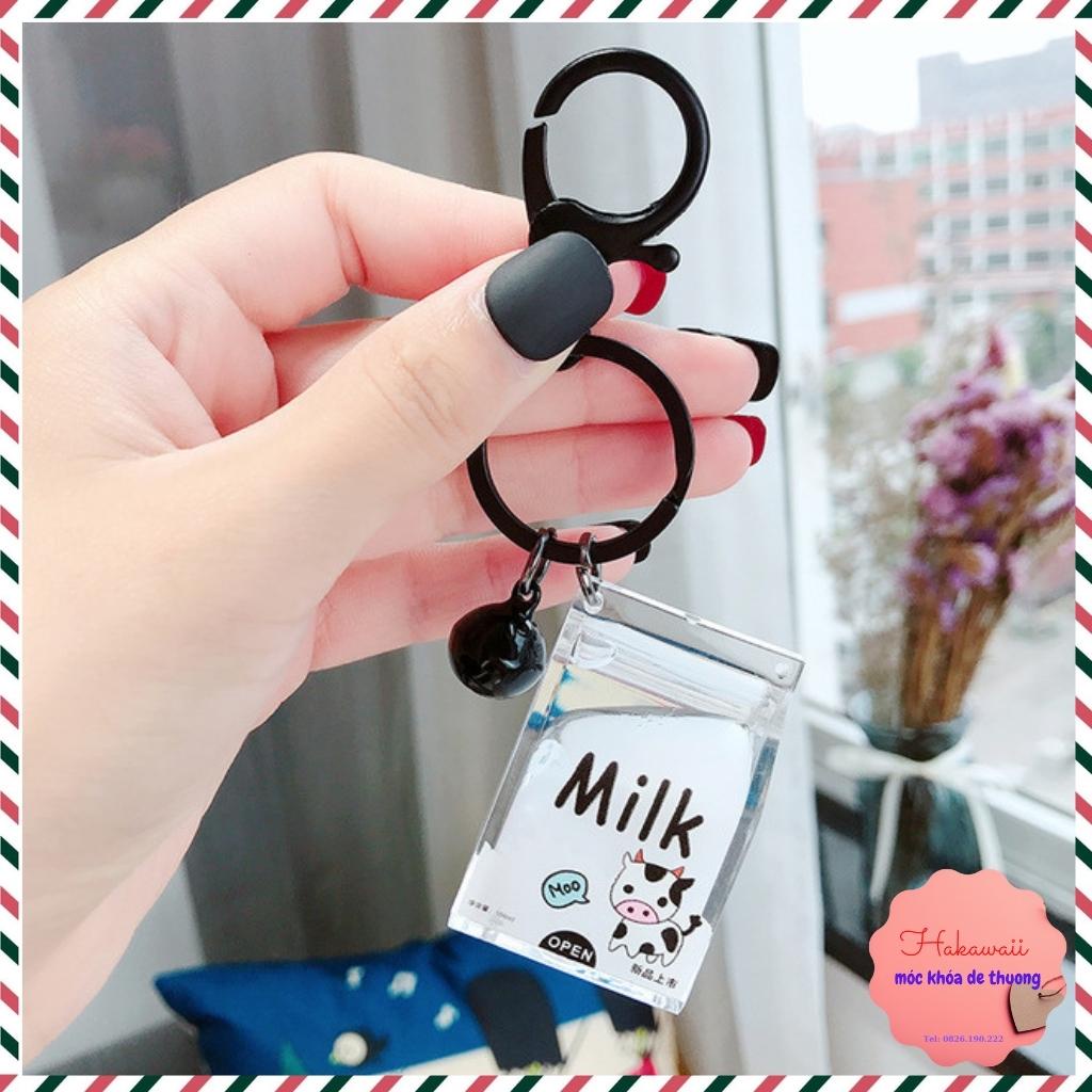 Móc khóa hộp sữa cute, có thể dùng làm móc khóa treo balo, túi sách