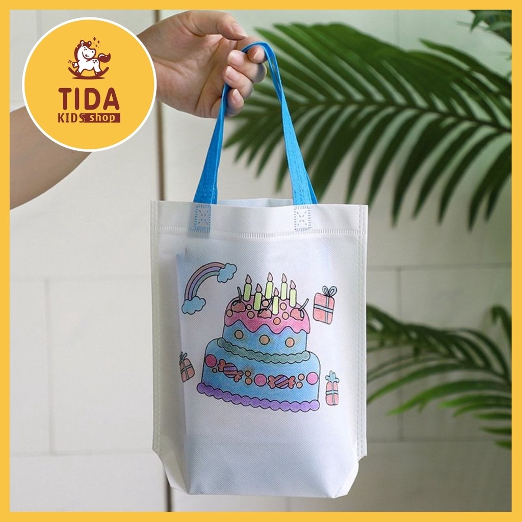 Set Túi Tote ⚡️HOT TREND ⚡️ Kèm Bút Lông Trang Trí 6 Màu, Túi 37*22cm Dễ Thương, Văn Phòng Phẩm TiDa Kids Shop