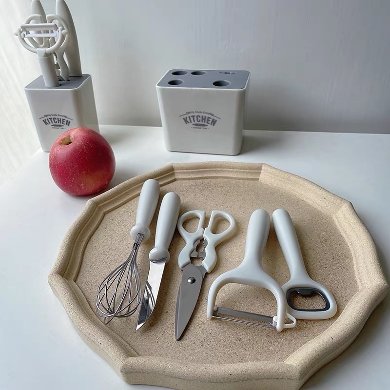 Bộ dao nhà bếp 6 món Korea Kitchen kèm kệ cắm kháng khuẩn sắc bén