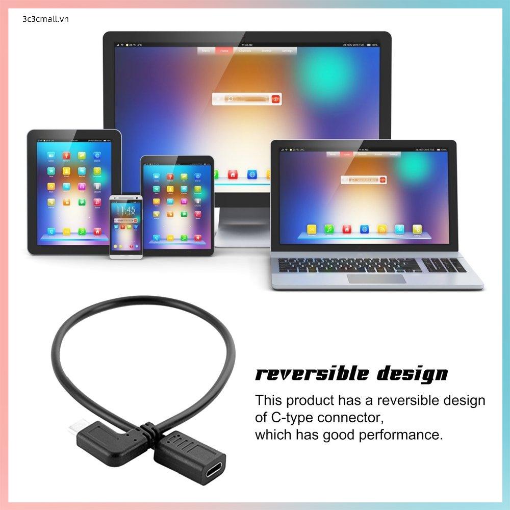 ⚡Promotion⚡0.3 Meters Reversible Design Type C USB 3.1 90 Degree Male To USB-C Female Extension Data Cable Extender Cord