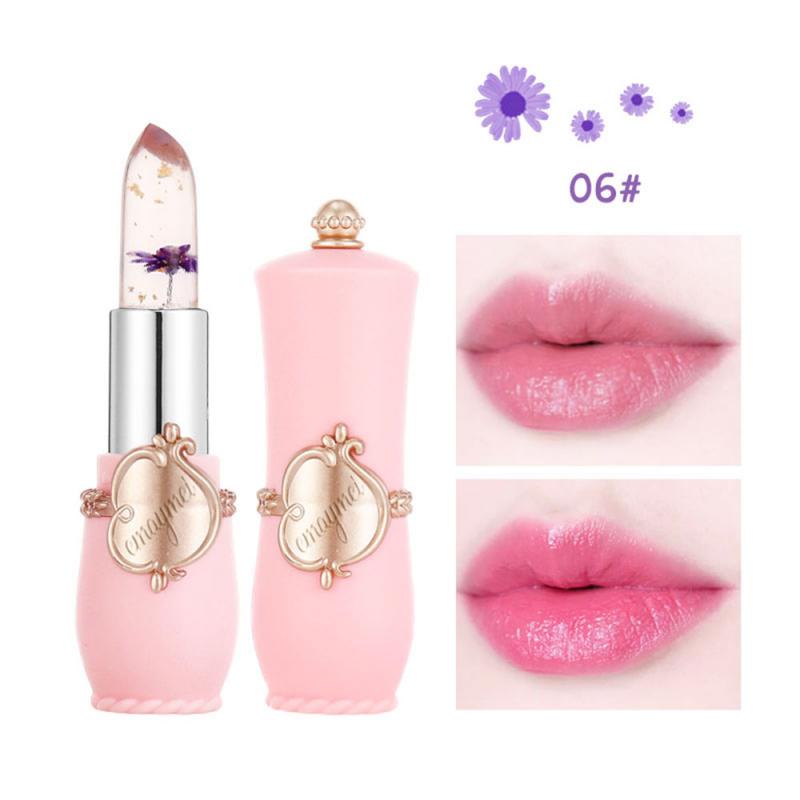 1Pc Crystal Jelly Lip Balm Son môi Nhiệt độ màu hoa Thay đổi màu son Son dưỡng bóng Son dưỡng ẩm lâu dài trong suốt