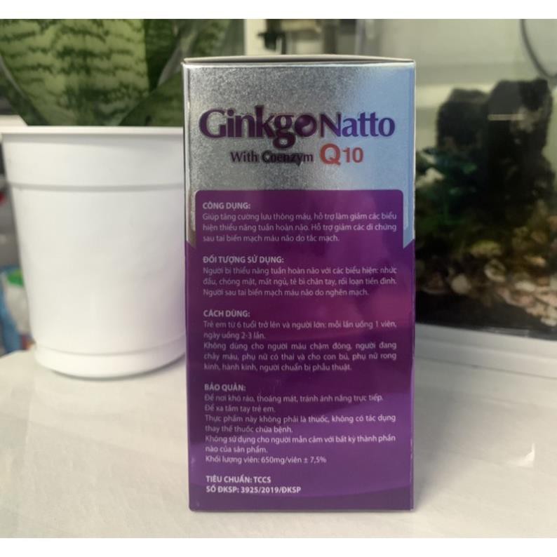 GINKGO NATTO Q10 giảm hoa mắt chóng mặt rối loạn tiền đình phòng ngừa tai biến 100 Viên