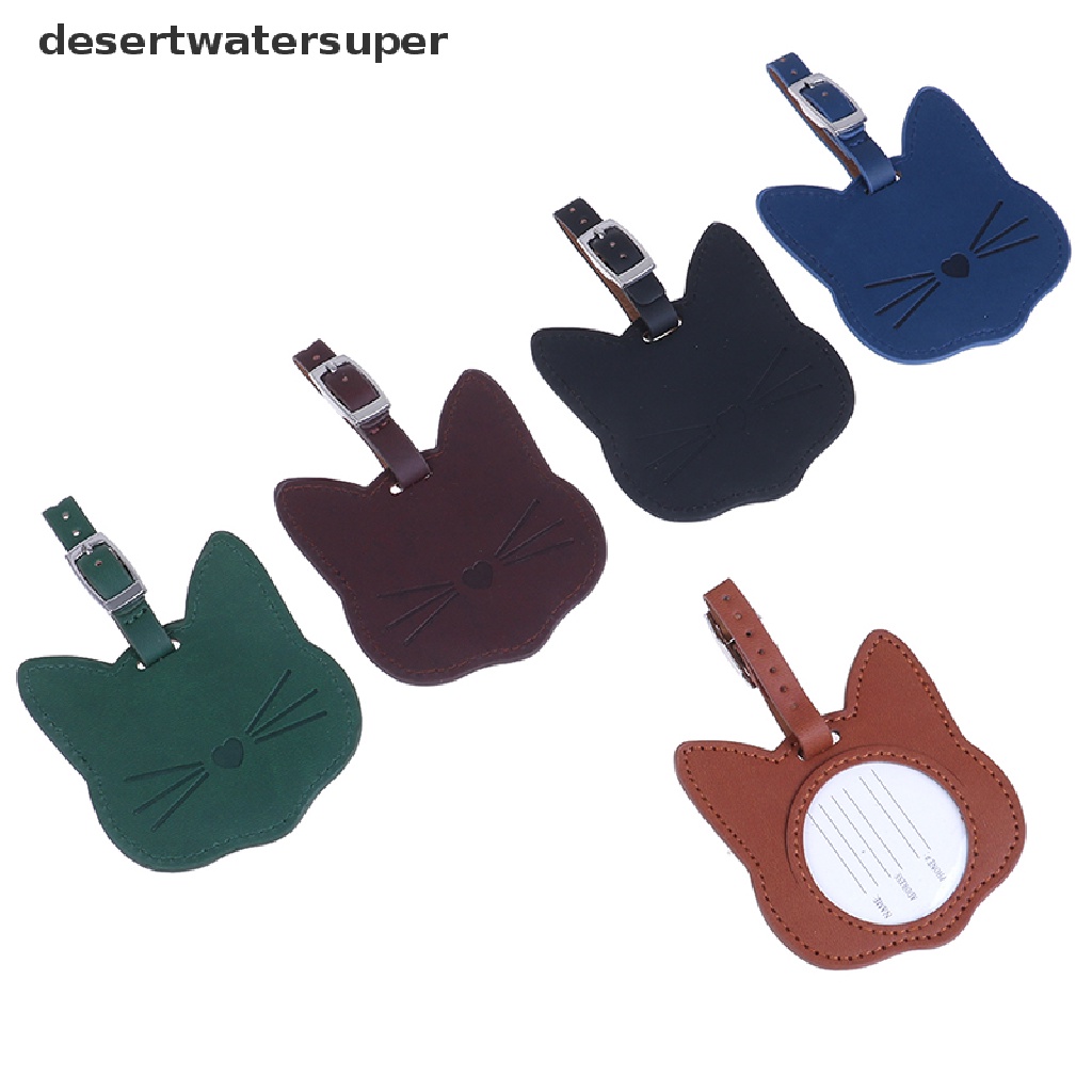 Thẻ Treo Hành Lý Hình Mèo Bằng Da Đáng Yêu