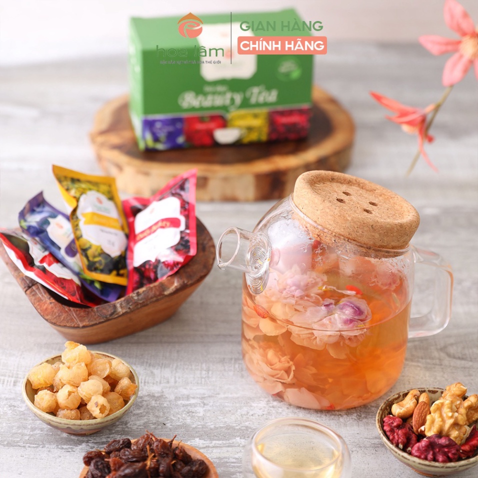 Trà hoa làm đẹp Hoa Lâm sấy lạnh giữ nguyên hương vị giúp giảm stress, detox, dưỡng da 150gr