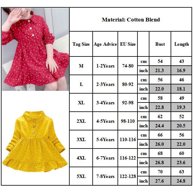 Đầm dài tay cổ bẻ họa tiết chấm bi xinh xắn thời trang cho bé gái